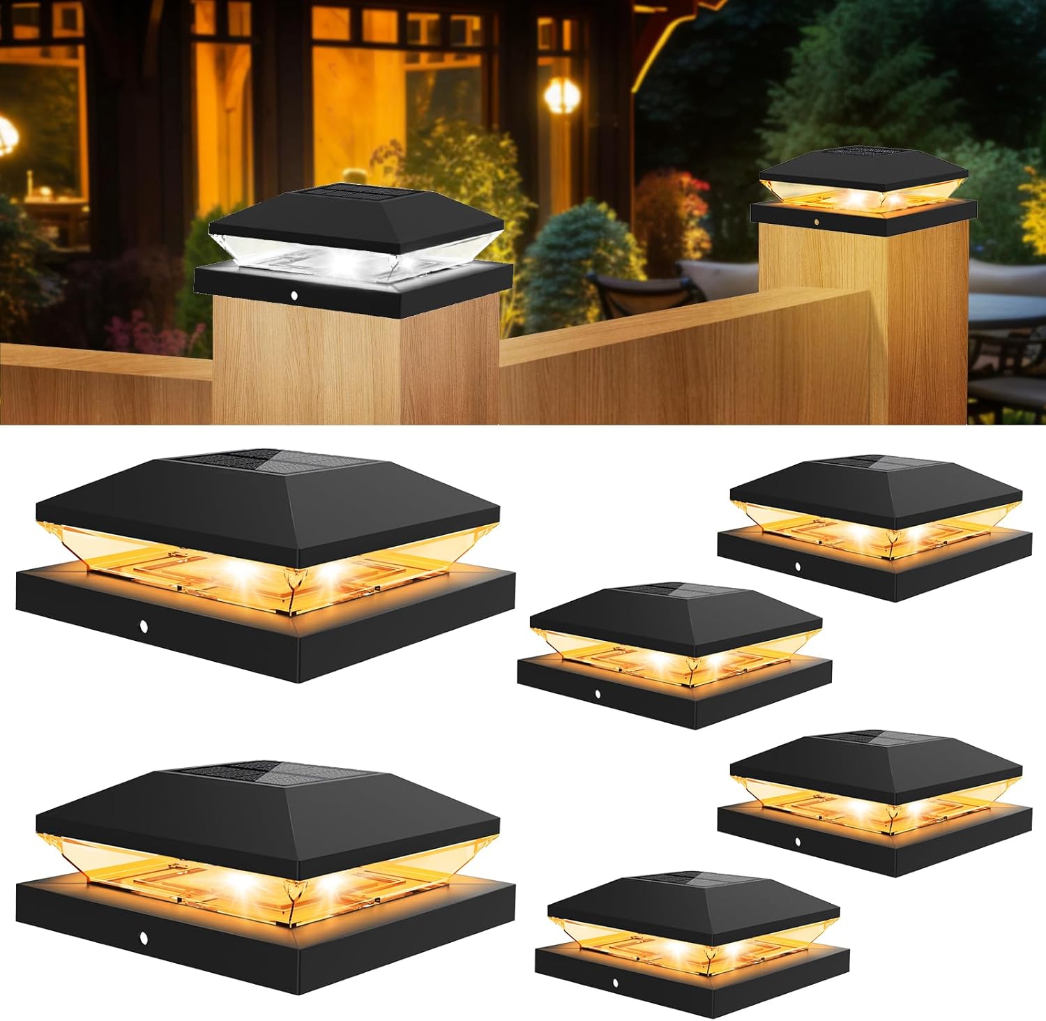 Post Cap Light - 2/4pcs Solar Post Cap Light Outdoor