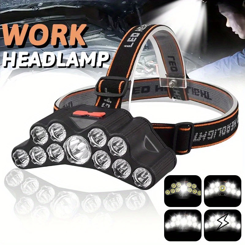 Zinc Outdoor Lighting - 11 LED Headlamp Strong Light Head