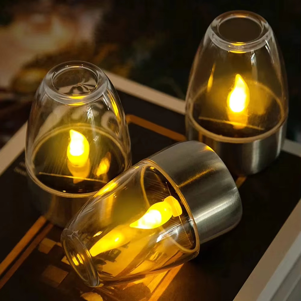 Outdoor Lighting Company - LED Stainless Steel Solar Candle Lights