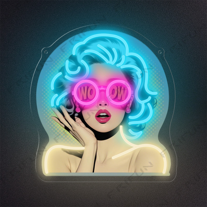 WOW Curl Girl Neon Sign UV Pri - огляд і ціна Outdoor Lighting Decor Wow
