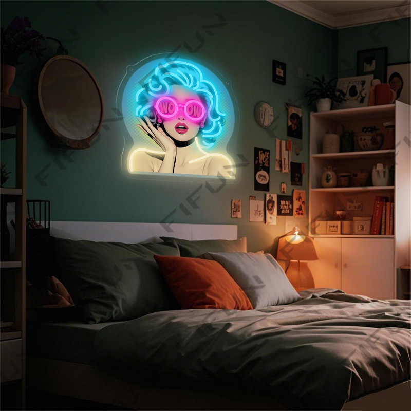 WOW Curl Girl Neon Sign UV Pri - огляд і ціна Outdoor Lighting Decor Wow