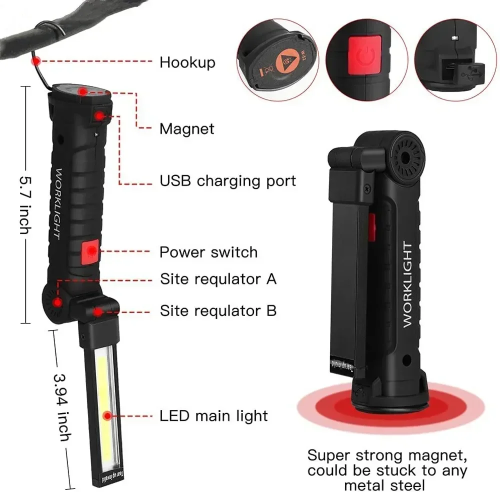 LED COB Flashlight USB Recharg - огляд і ціна Zinc Outdoor Lighting